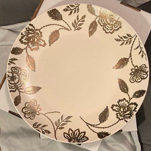 VTG Tabletops Gallery HandPainted Dinner Plate-Gold Embossed Florals-New No Tags